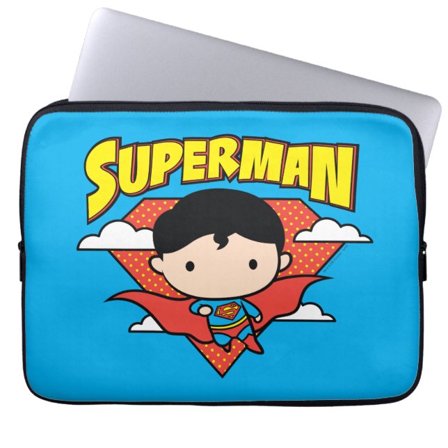Funda Para Portátil Chibi Superman Polka Dot Shield y Name (Frente)