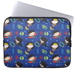 Funda Para Portátil Chibi Wonder Woman, Superman y Batman Pattern