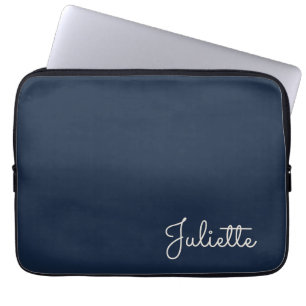 Funda Para Portátil Chic Navy Nombre con Letra Personalizada