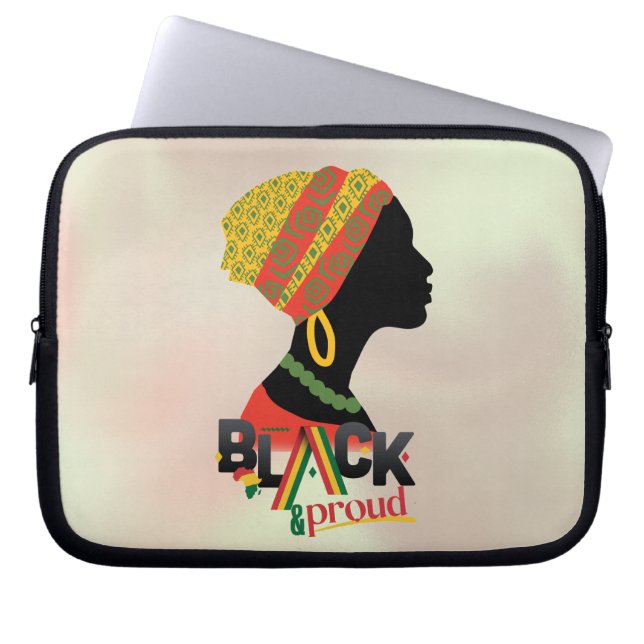Funda Para Portátil Chica afroamericano negro y orgulloso (Frente)
