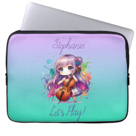 Funda Para Portátil Chica de anime cúpula jugando Cello Player persona