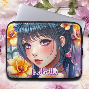 Funda Para Portátil Chica de anime de bonito con Daffodils Personaliza