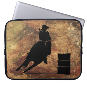 Funda Para Portátil Chica de Carreras de barril Silhouette sobre una t