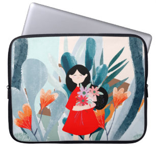 Funda Para Portátil Chica de historietas en el bosque