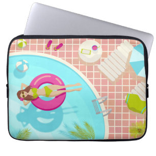 Funda Para Portátil Chica de la piscina en la playa de verano de bikin