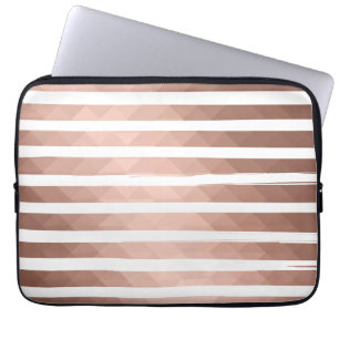 Funda Para Portátil Chica de moda de rayas blancas de color rosa moder