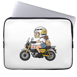 Funda Para Portátil Chica de Motocicleta Adorable – Dibujo Animado de