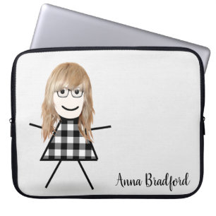 Funda Para Portátil Chica de palo con pelo y nombre