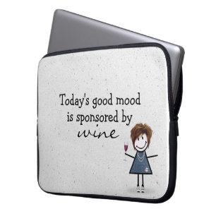 Funda Para Portátil Chica de palo con vino y zapatillas