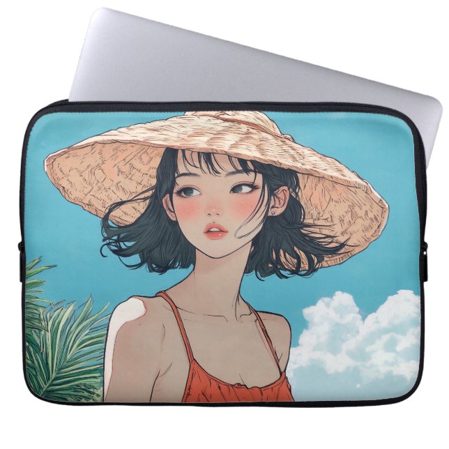 Funda Para Portátil Chica de playa de verano Anime Manga para portátil (Frente)