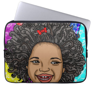 Funda Para Portátil Chica de risas del arte pop de Happy Curls
