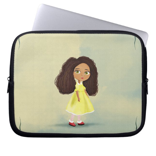 Funda Para Portátil chica del dibujo animado con el bolso de la (Frente)