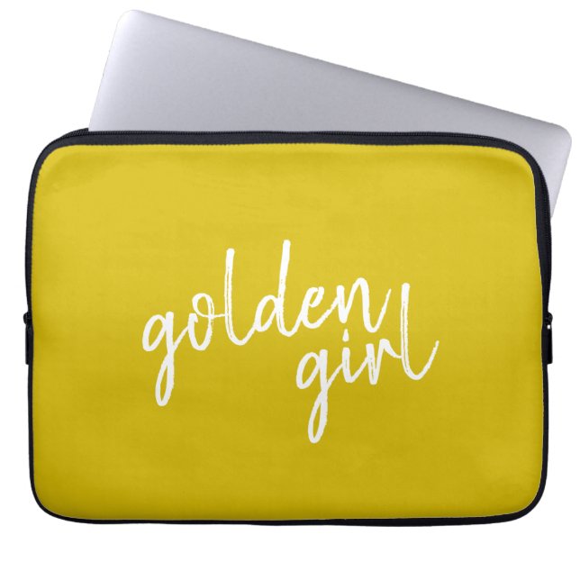 Funda Para Portátil Chica dorado | Guión dorado moderno (Frente)