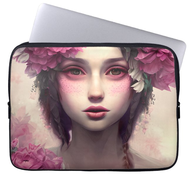 Funda Para Portátil Chica etéreo con pecas rosadas (Frente)