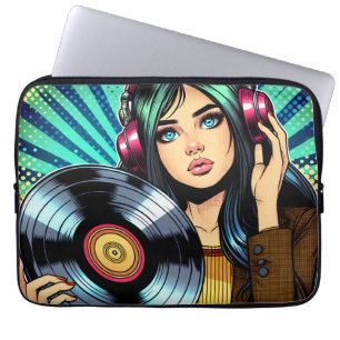 Funda Para Portátil Chica genial al estilo cómic de arte pop con álbum