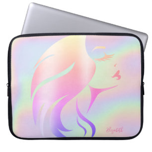 Funda Para Portátil Chica Genial Silueta Cara Holográfica