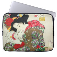 Chica japonés con gato, Tsukioka Yoshitoshi