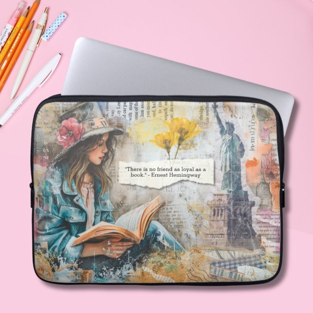 Funda Para Portátil Chica leyendo presupuesto de Personalizable (Subido por el creador)