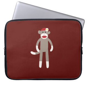 Funda Para Portátil Chica lindo sock mono en rojo