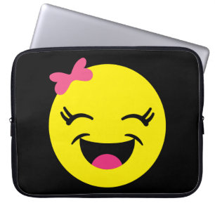 Funda Para Portátil Chica lindo y feliz de la emoji