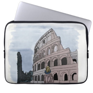 Funda Para Portátil Chica parado frente al Coliseo.