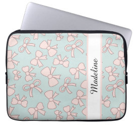 Funda Para Portátil Chica Personalizada Lindo Arco Nombre Azul Rosa