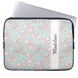 Funda Para Portátil Chica Personalizada Lindo Arco Nombre Azul Rosa