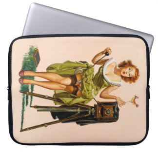 Funda Para Portátil Chica pinup de cámara vintage