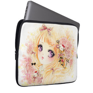 Funda Para Portátil Chica rubio hermoso con los rosas