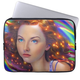 Funda Para Portátil Chica soñado con luces arcoiris