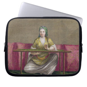 Funda Para Portátil Chica turco, bordando, siglo XVIII (engravin