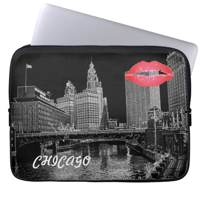 Funda Para Portátil Chicago River 1967 Wrigley Building Sun Times Bldg (Frente)