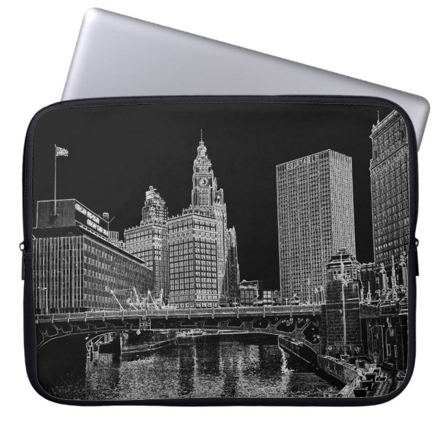 Funda Para Portátil Chicago River 1967 Wrigley Building Sun Times Bldg (Frente)