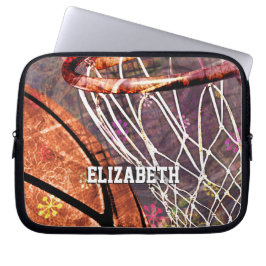 Funda Para Portátil Chicas Baloncesto y Hoop púrpura su nombre