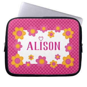 Funda Para Portátil Chicas florales de yeso rosa llaman diseño de prim
