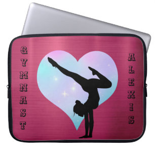 Funda Para Portátil Chicas Gimnasia Nombre personalizado Gimnast Hands