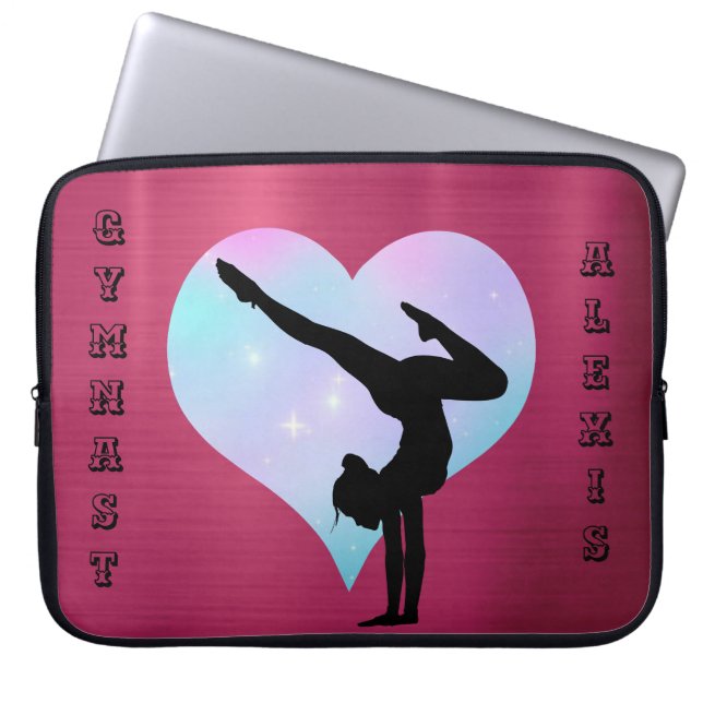 Funda Para Portátil Chicas Gimnasia Nombre personalizado Gimnast Hands (Frente)