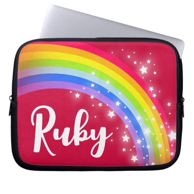 Funda Para Portátil Chicas llaman estrellas blancas al rubí arco iris (Frente)