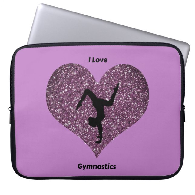 Funda Para Portátil Chicas Purple I Love Gymnastics Laptop Sleeve (Frente)