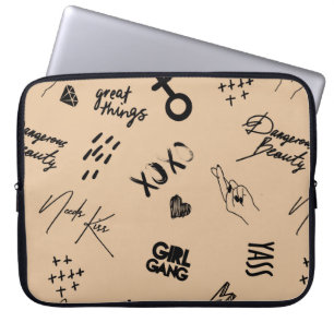 Funda Para Portátil Chicas sin inconvenientes con eslogan caligráfico,