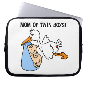 Funda Para Portátil Chicos gemelos con regalos de cigüeñas de mamá