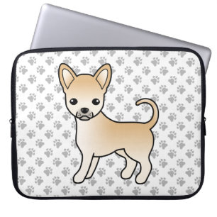 Funda Para Portátil Chihuahua Cartoon Perro & Patas de Pelaje Liso de