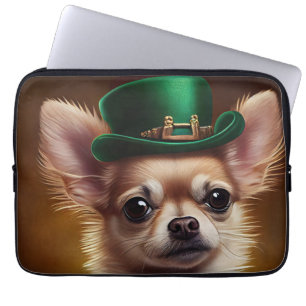 Funda Para Portátil Chihuahua Dog in St. Patrick's Day Dress