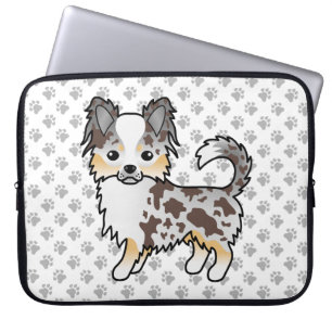 Funda Para Portátil Chihuahua perro de capa larga y merle de chocolate