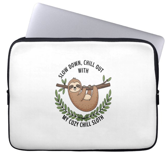 Funda Para Portátil Chill Sloth, EE.UU. Animal (Frente)