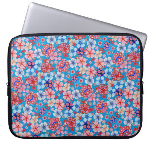 Funda Para Portátil Chirimen floral en cascada azul