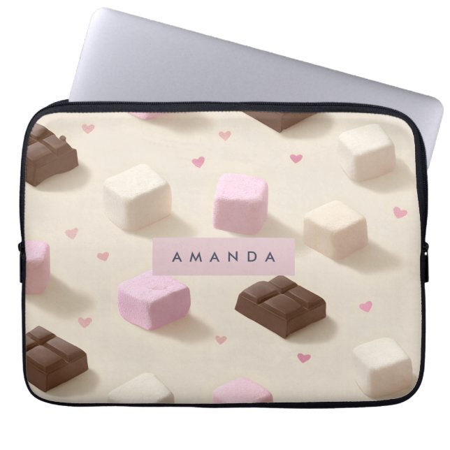 Funda Para Portátil Chocolate dulce y malvavisco personalizado (Frente)