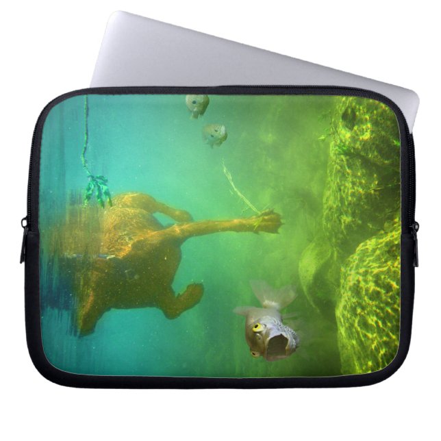 Funda Para Portátil Chocolate Lab Pit Mix Dog Fishing (Frente)