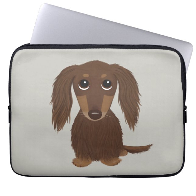 Funda Para Portátil Chocolate marrón lindo de pelo largo (Frente)