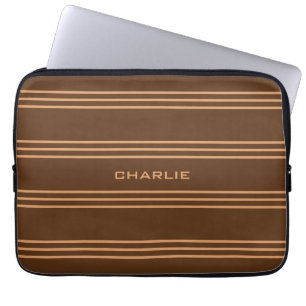 Funda Para Portátil Chocolate Stripes personalizado Monograma mangas p